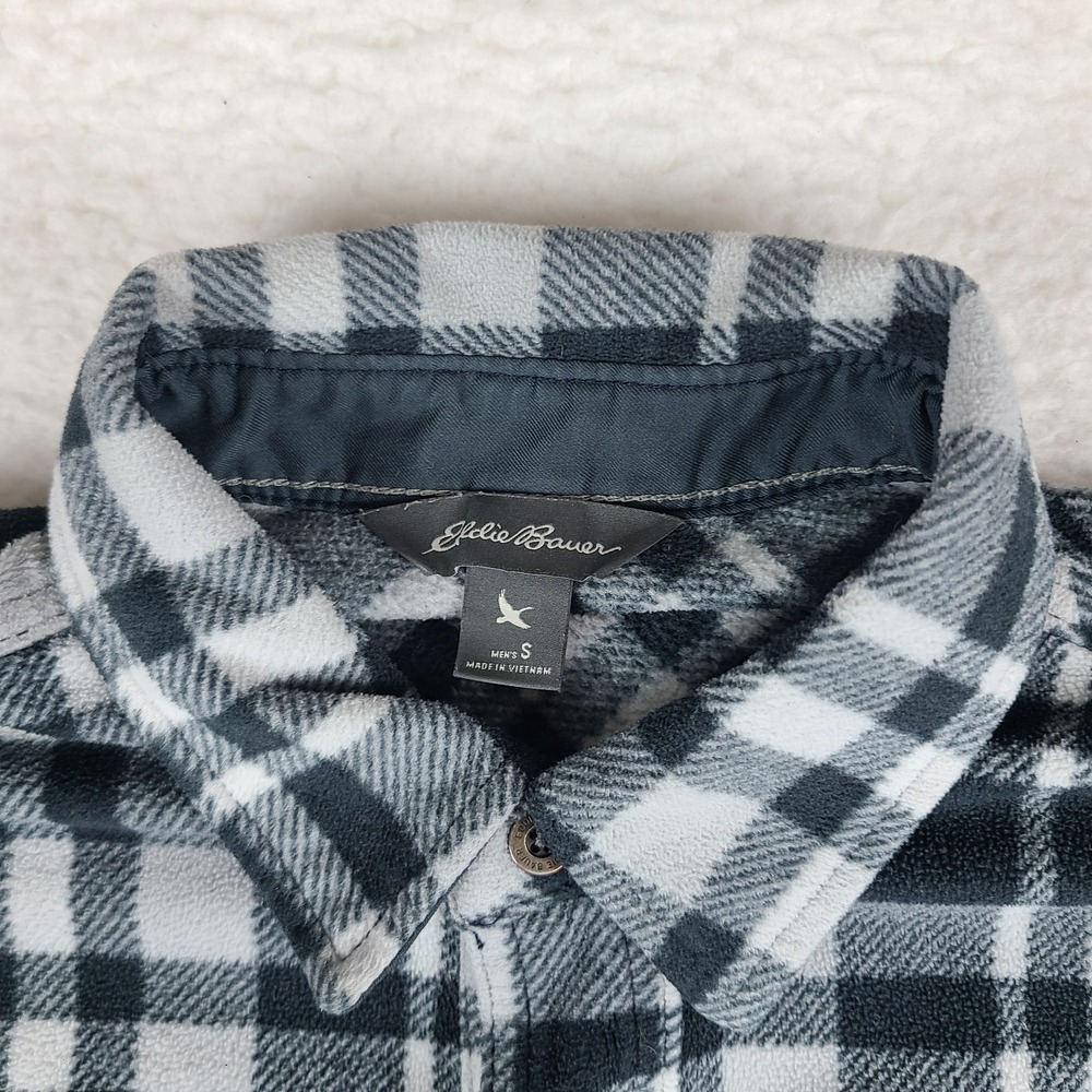 Eddie Bauer Flannel Shirt Mens Small Gray White Plaid Blanket Soft Button Down‎ - Picture 4 of 11